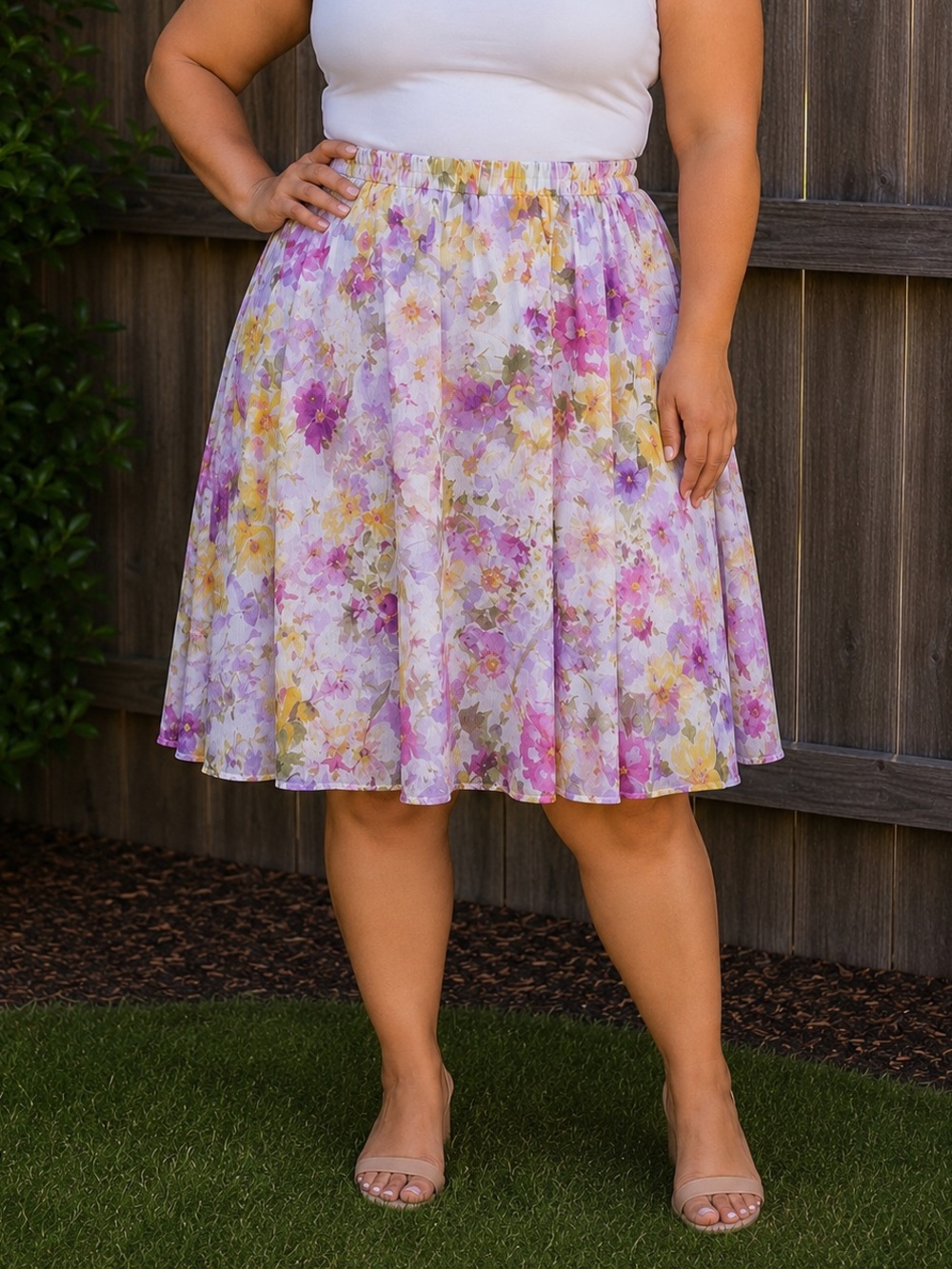 Bonworth Floral Feminine Flowy 90s Midi Skirt Sz XLP